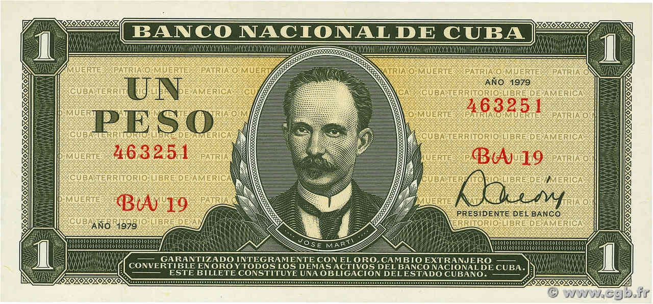 1 Peso CUBA  1979 P.102b FDC