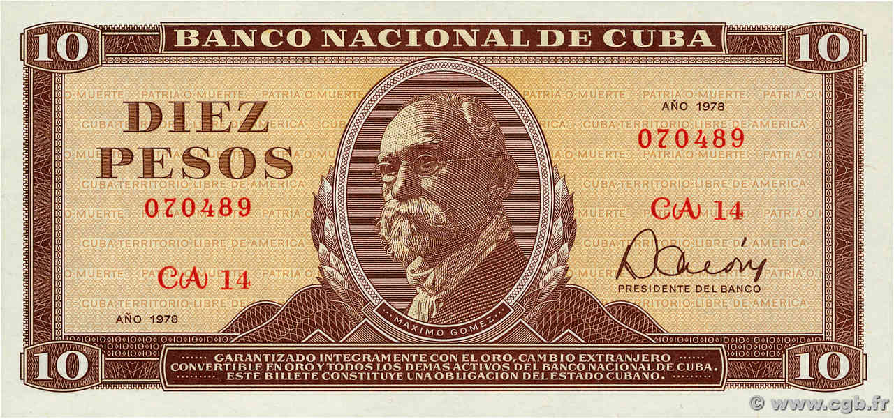 10 Pesos KUBA  1978 P.104b ST