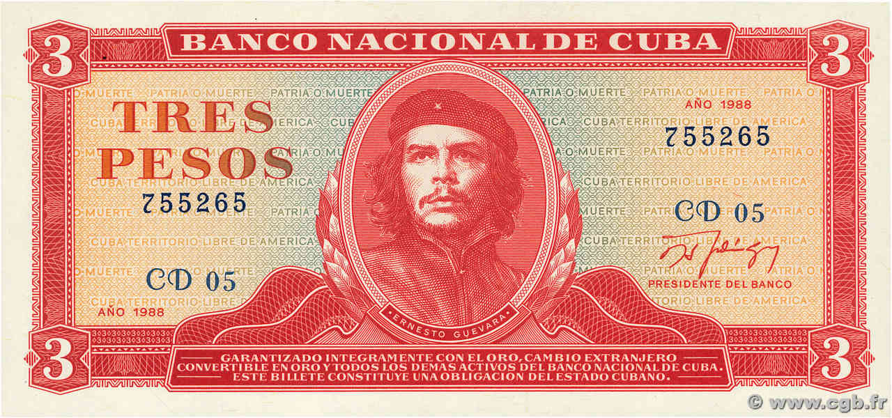 3 Pesos CUBA  1988 P.107b NEUF