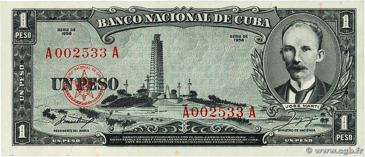 1 Peso CUBA  1956 P.087a NEUF