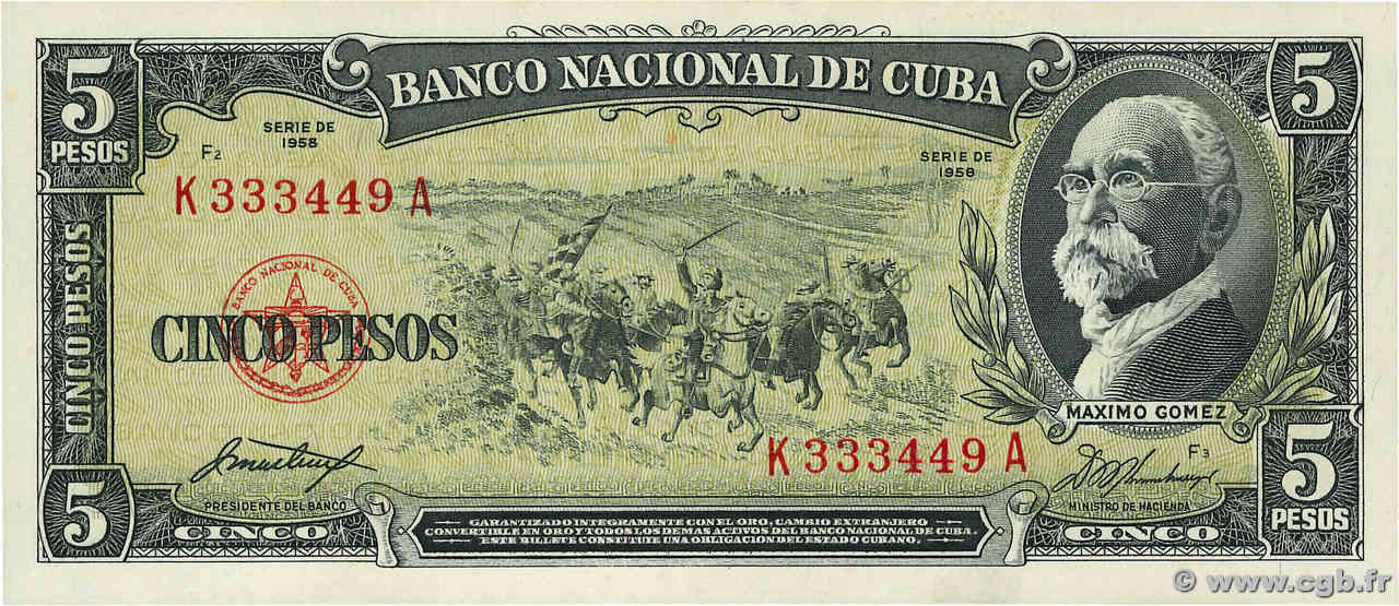 5 Pesos CUBA  1958 P.091a NEUF