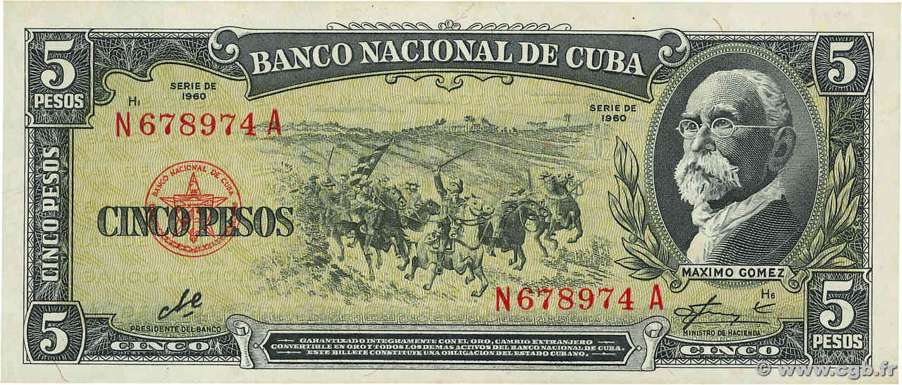 5 Pesos KUBA  1960 P.091b VZ