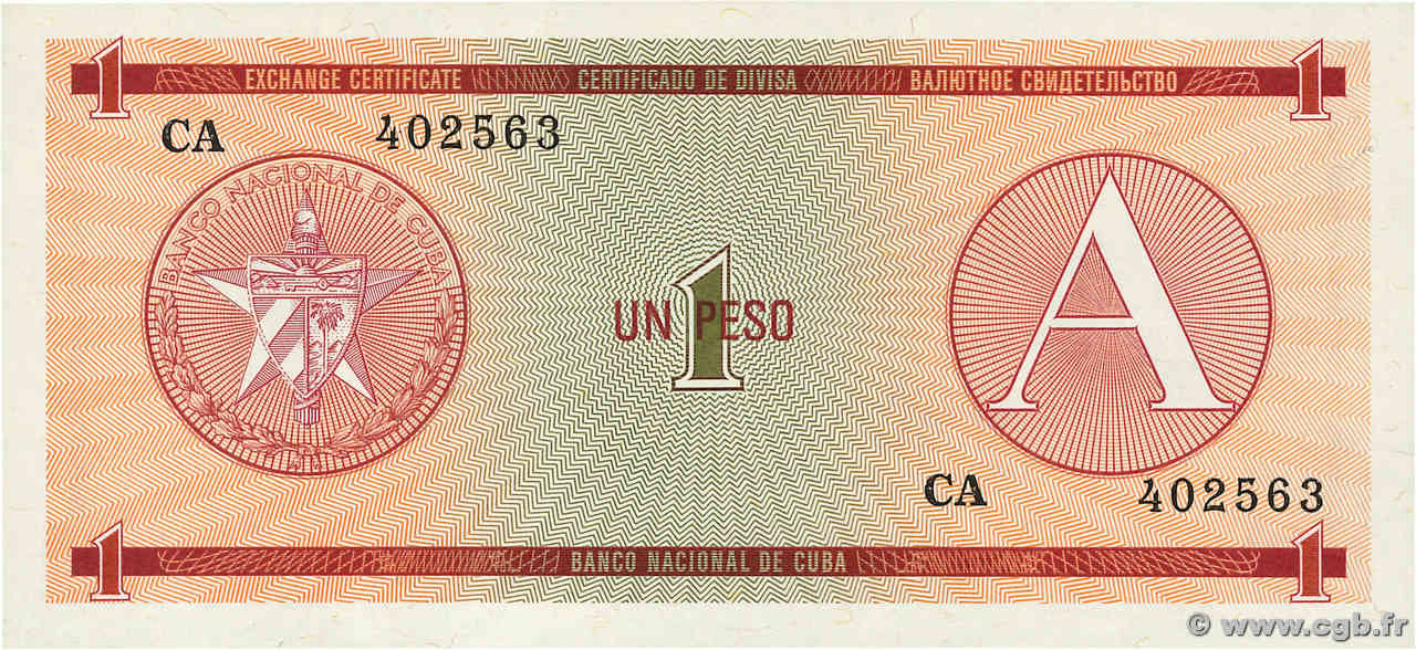 1 Peso CUBA  1985 P.FX01 UNC