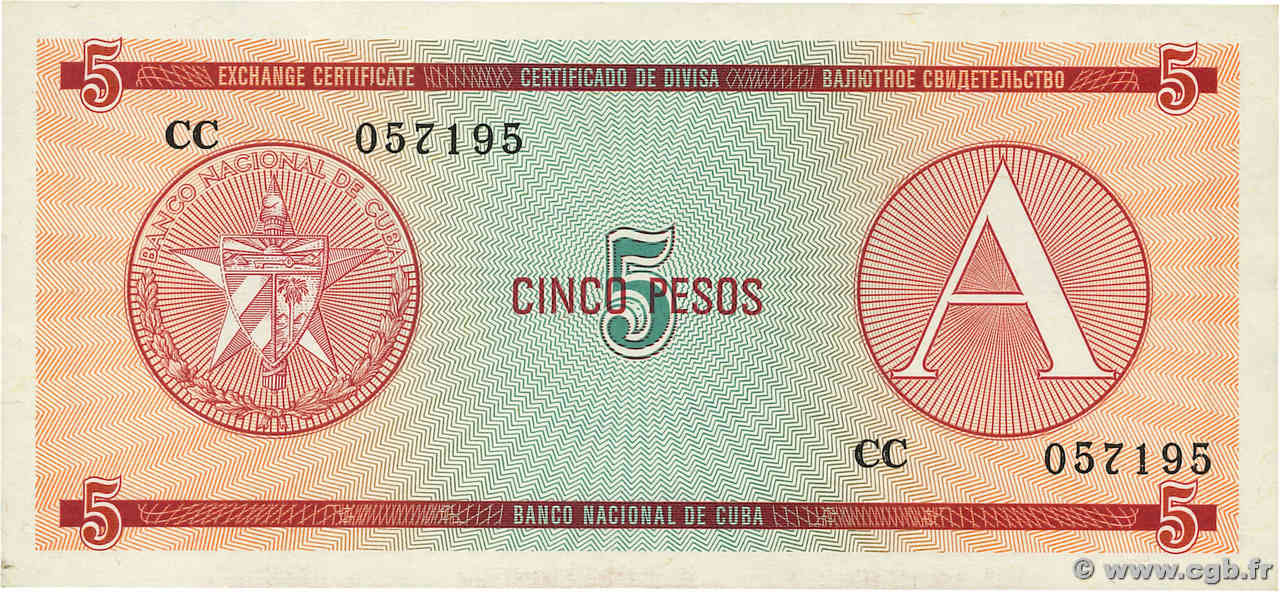 5 Pesos CUBA  1985 P.FX03 EBC