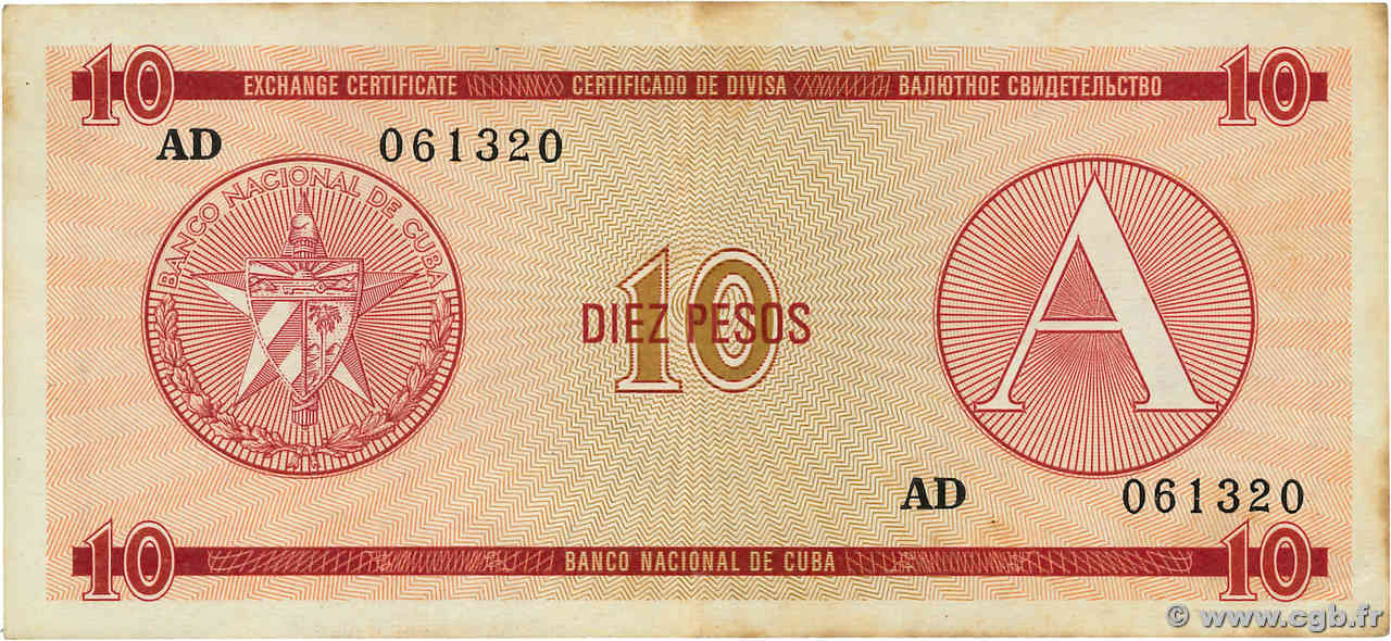 10 Pesos CUBA  1985 P.FX04 F+