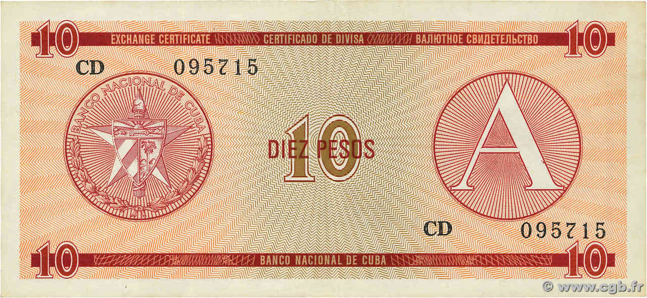 10 Pesos CUBA  1985 P.FX04 VF