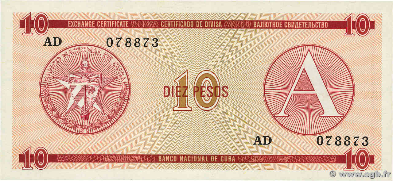 10 Pesos CUBA  1985 P.FX04 FDC