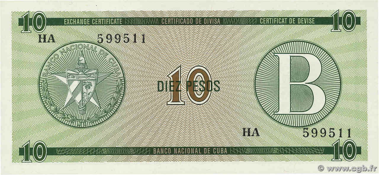 10 Pesos CUBA  1985 P.FX08 UNC