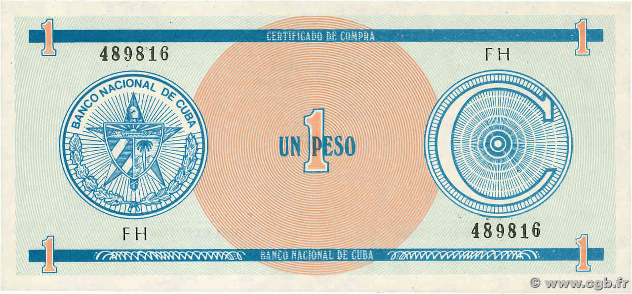 1 Peso CUBA  1987 P.FX11 FDC