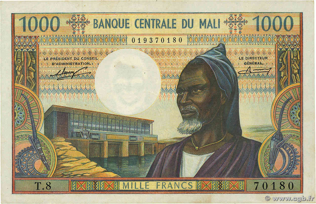 1000 Francs MALí  1973 P.13a MBC+