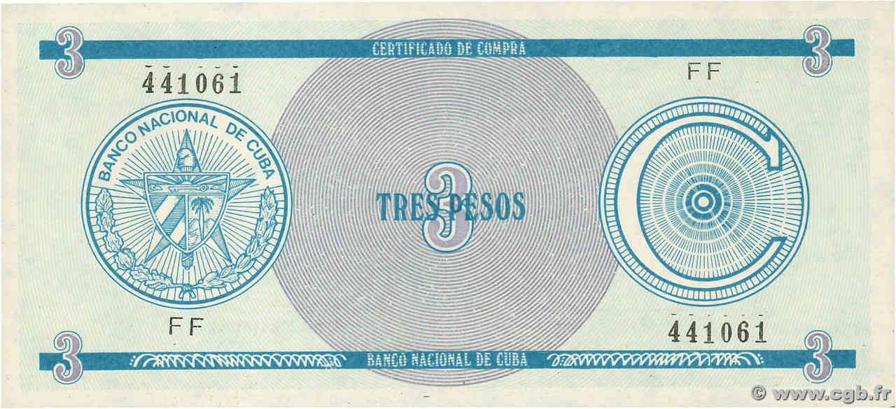 3 Pesos CUBA  1987 P.FX12 NEUF