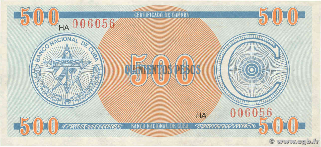 500 Pesos CUBA  1987 P.FX18 FDC