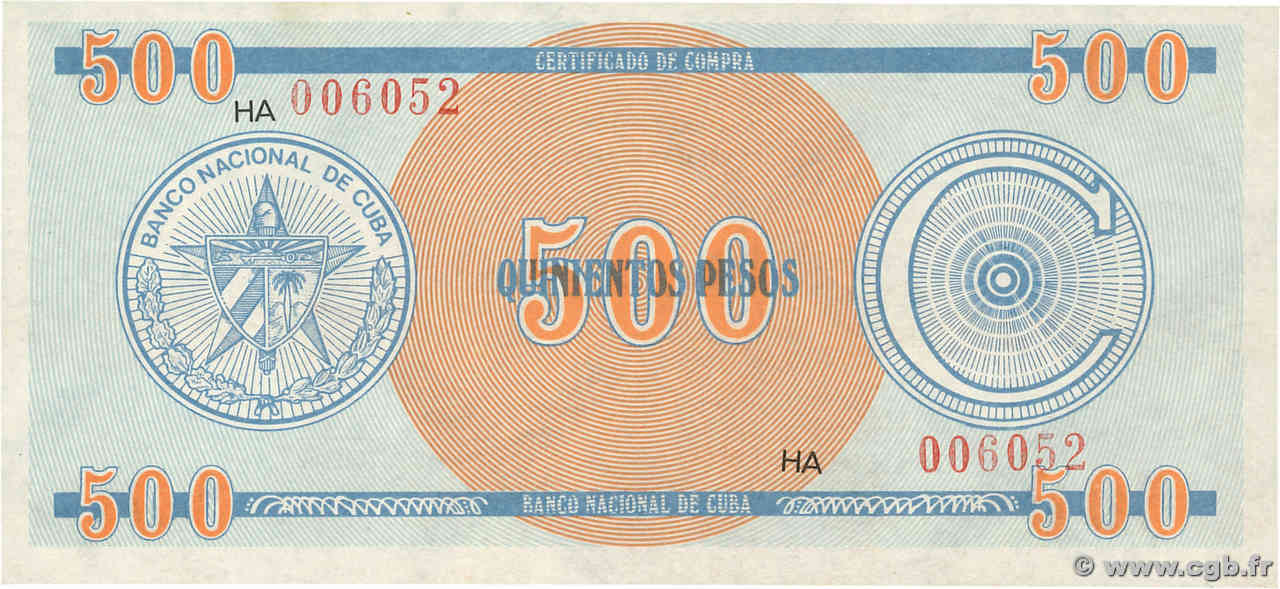 500 Pesos CUBA  1987 P.FX18 FDC