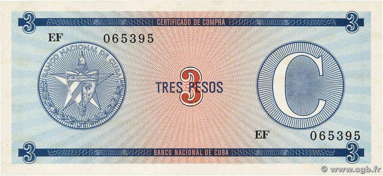 3 Pesos KUBA  1990 P.FX20 ST