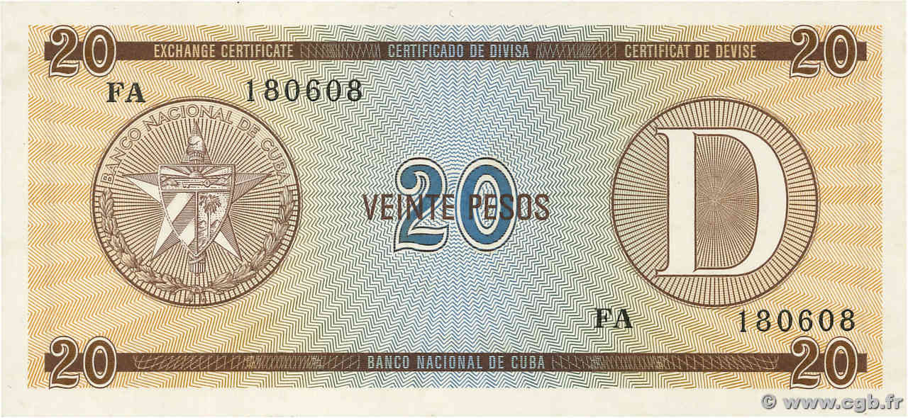 20 Pesos KUBA  1985 P.FX36 fST+