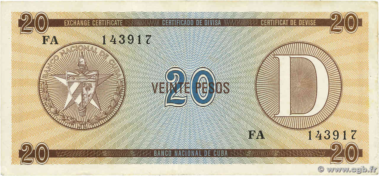 20 Pesos KUBA  1985 P.FX36 S