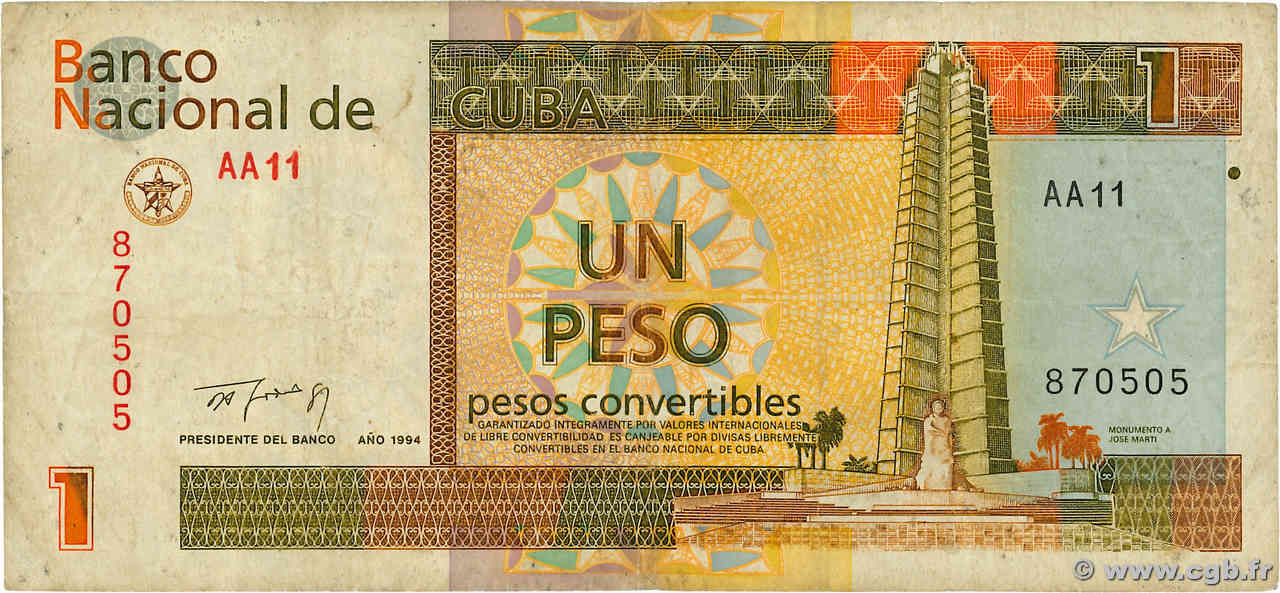 1 Peso Convertible KUBA  1994 P.FX37 fS