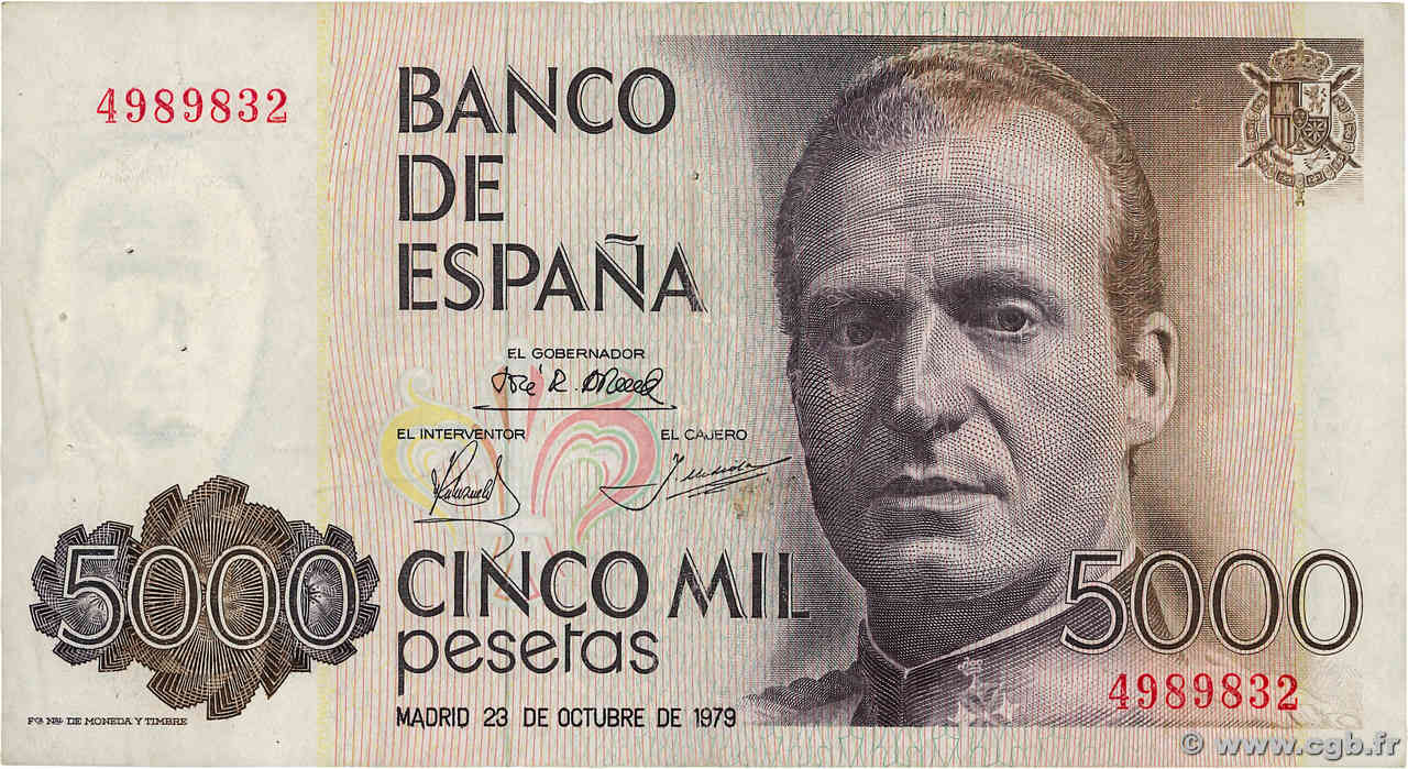 5000 Pesetas ESPAGNE  1979 P.160 TTB