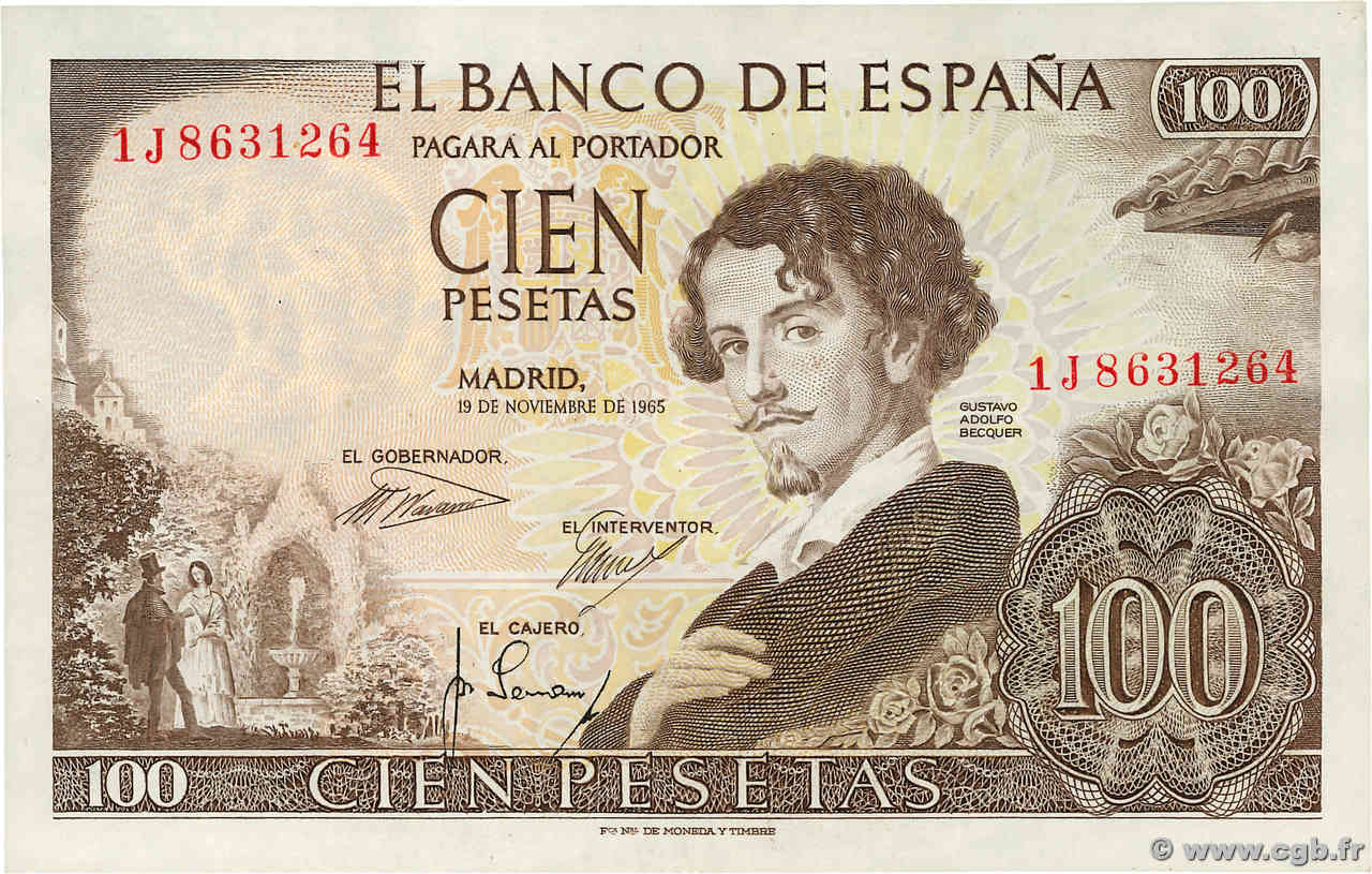 100 Pesetas ESPAÑA  1965 P.150 EBC+