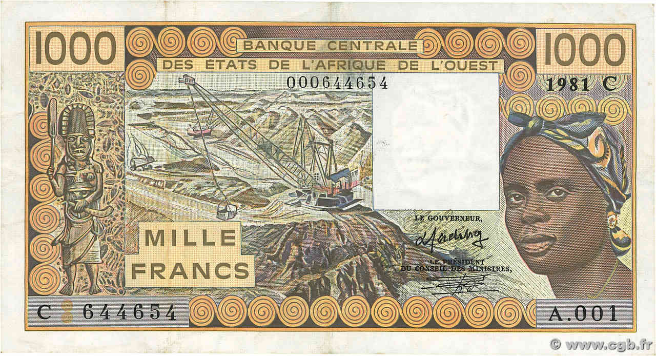 1000 Francs ÉTATS DE L AFRIQUE DE L OUEST  1981 P.307C TTB+