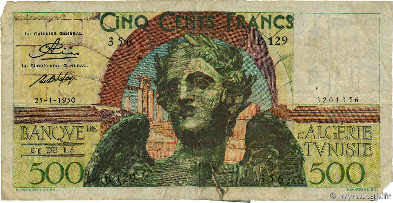 500 Francs TúNEZ  1950 P.25 RC