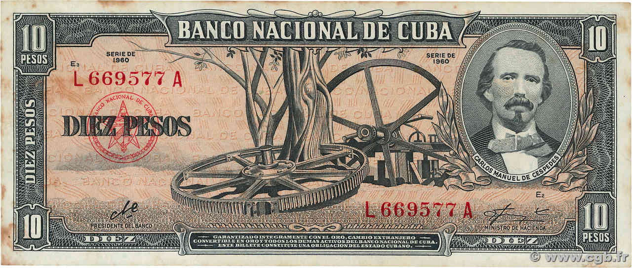 10 Pesos KUBA  1958 P.088c SS