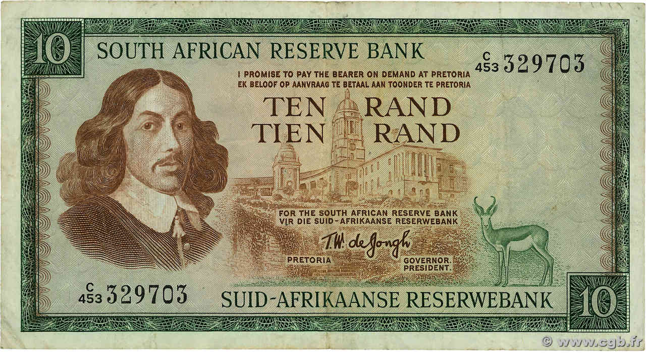 10 Rand AFRIQUE DU SUD  1975 P.113c TTB