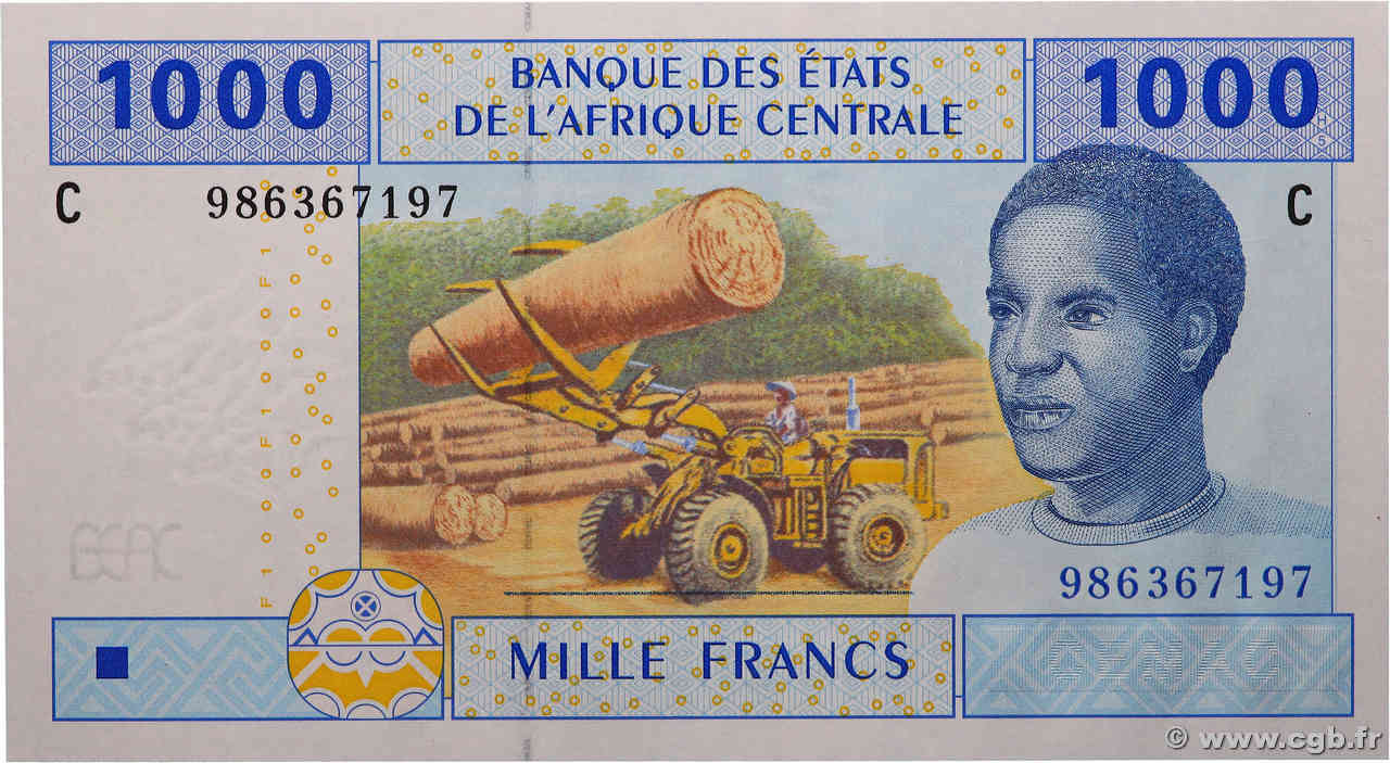 1000 Francs STATI DI L  AFRICA CENTRALE  2002 P.607Ce FDC