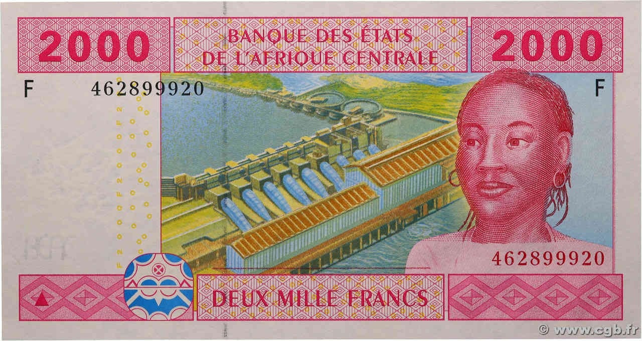 2000 Francs STATI DI L  AFRICA CENTRALE  2002 P.508Fc FDC