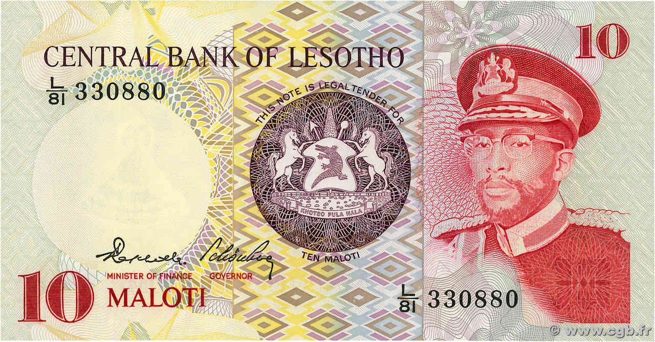 10 Maloti LESOTHO  1984 P.06b UNC