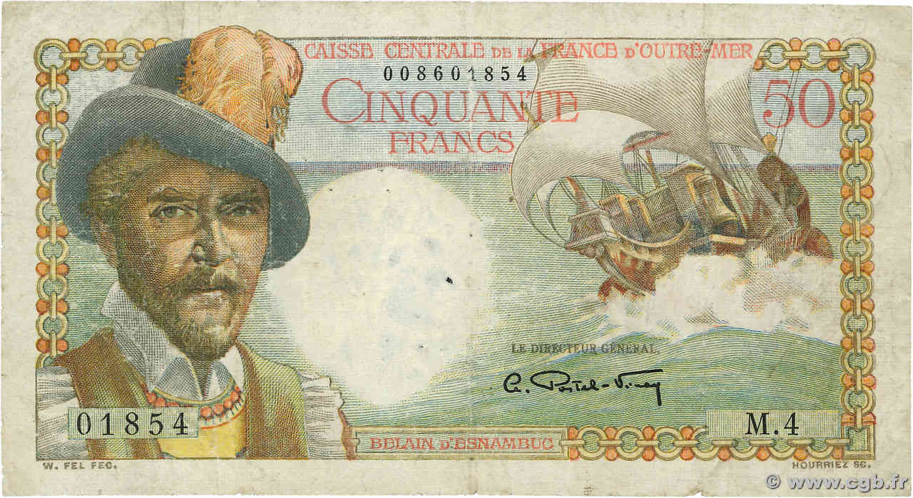 50 Francs Belain d Esnambuc SAN PEDRO Y MIGUELóN  1946 P.21 RC