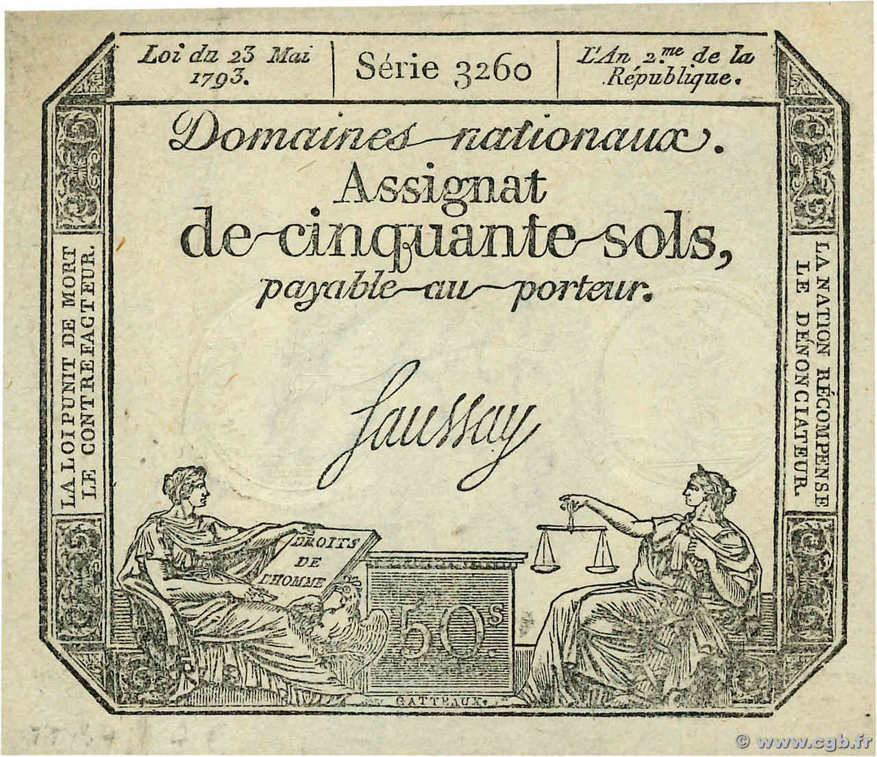 50 Sols FRANCE  1793 Ass.42c SUP