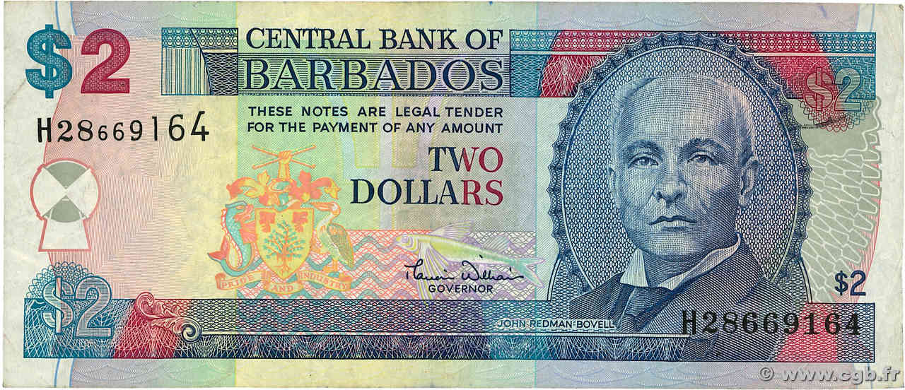 2 Dollars BARBADOS  2000 P.60 MB