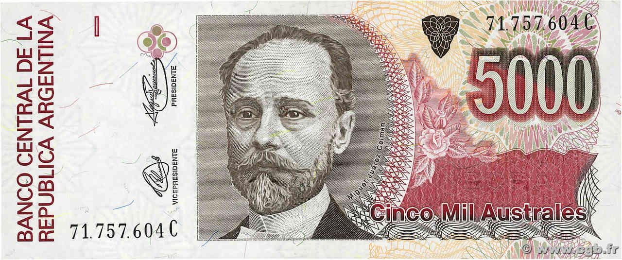 5000 Australes ARGENTINA  1989 P.330f UNC