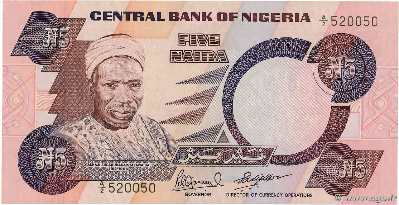 5 Naira NIGERIA  1984 P.24e NEUF