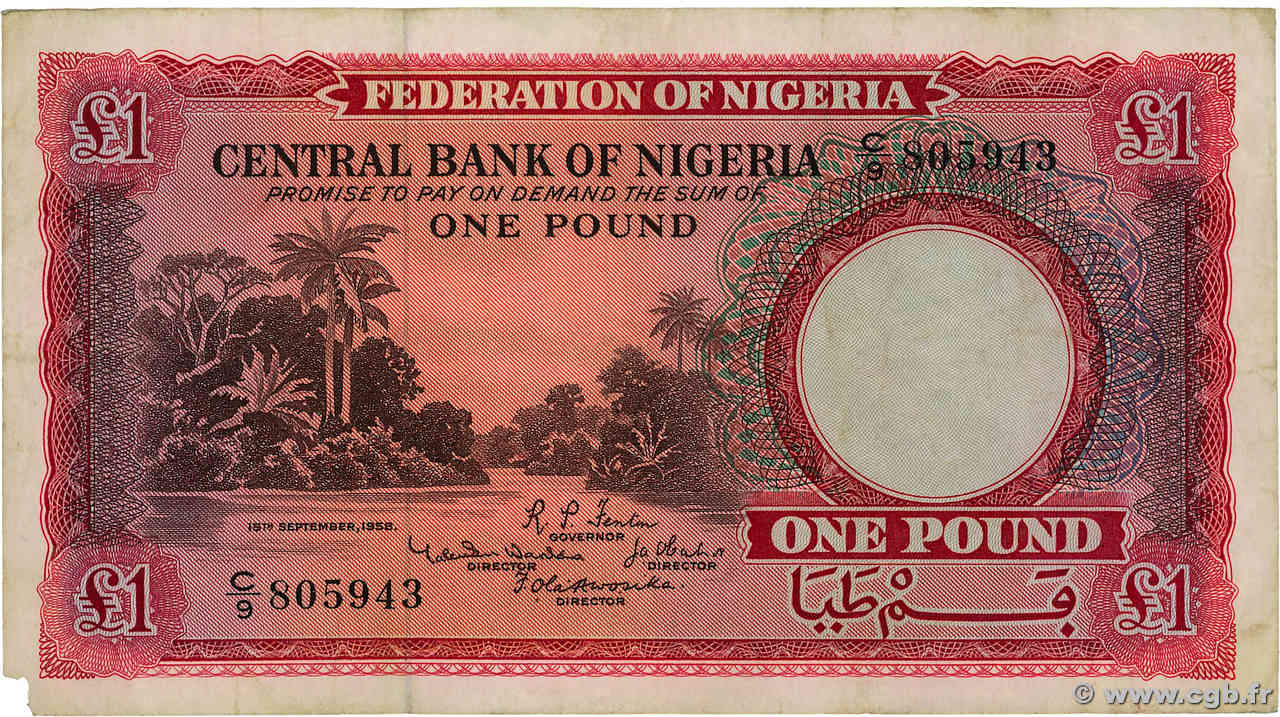 1 Pound NIGERIA  1958 P.04a fSS