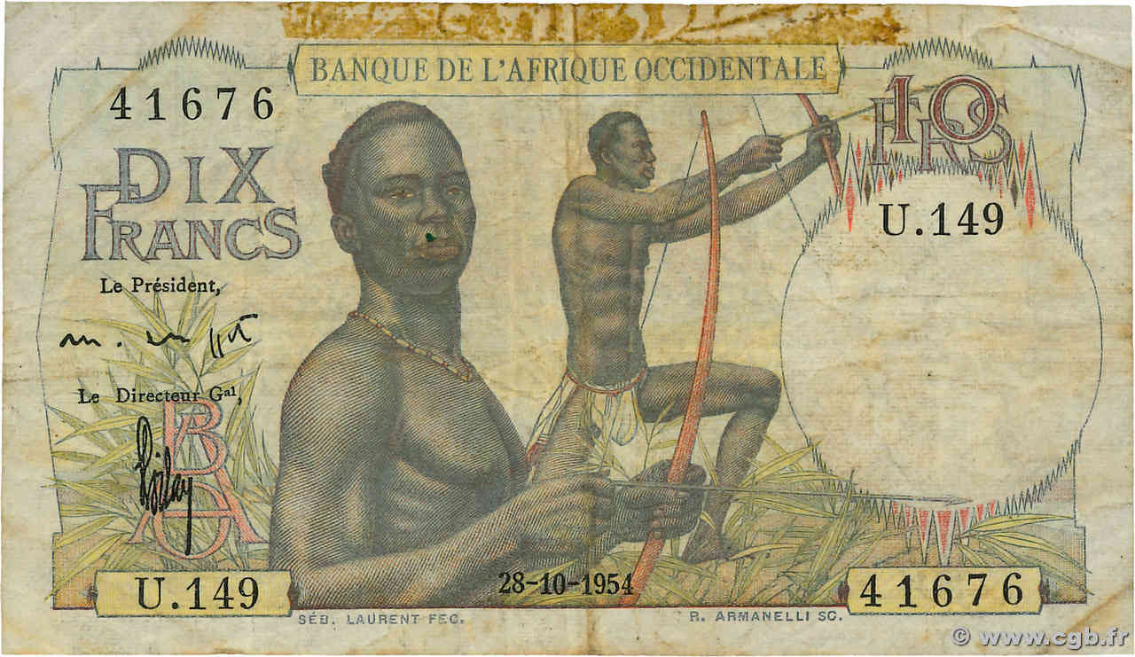 10 Francs AFRIQUE OCCIDENTALE FRANÇAISE (1895-1958)  1954 P.37 pr.TB