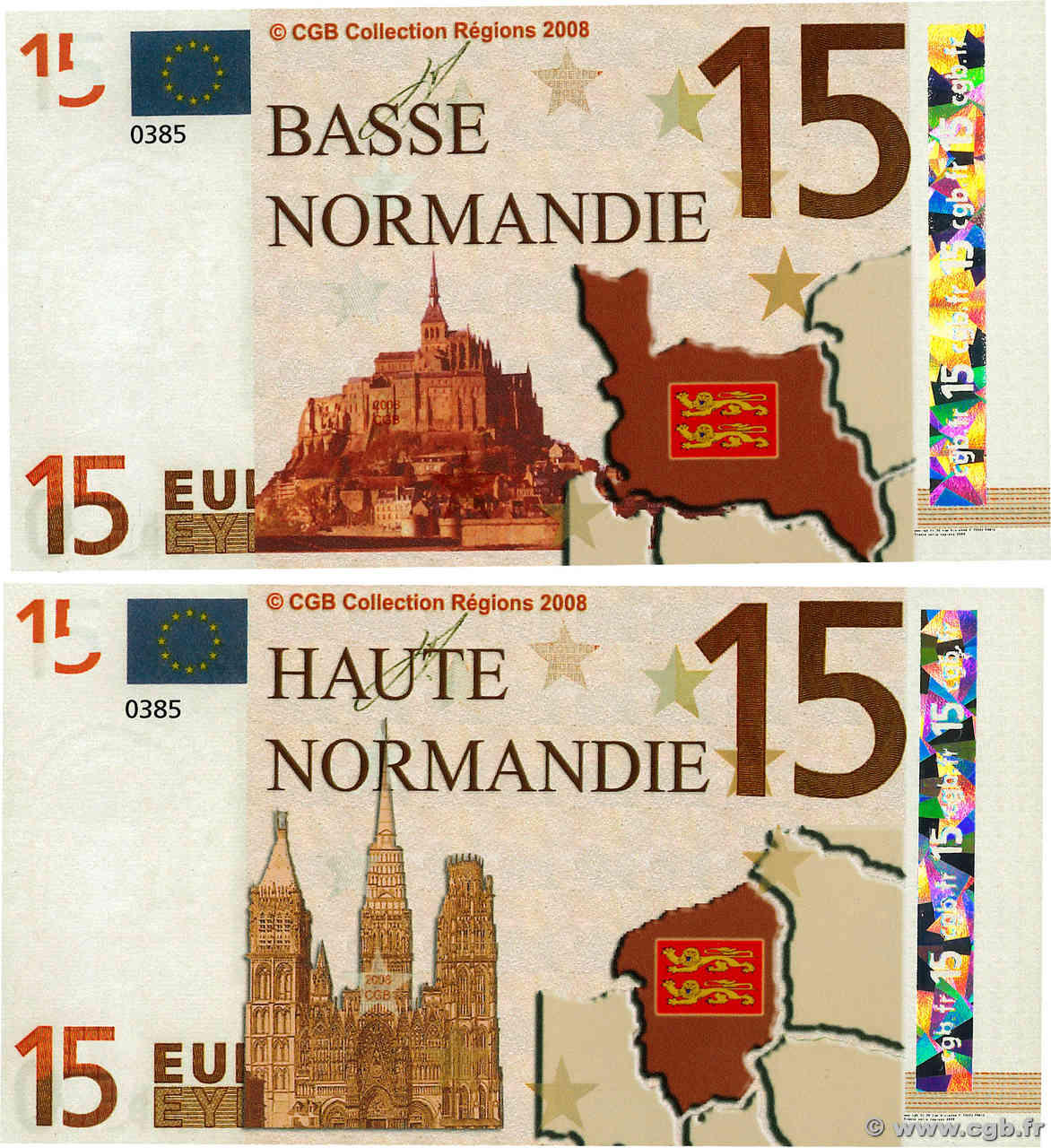 15 Euro Lot FRANCE régionalisme et divers  2008  NEUF