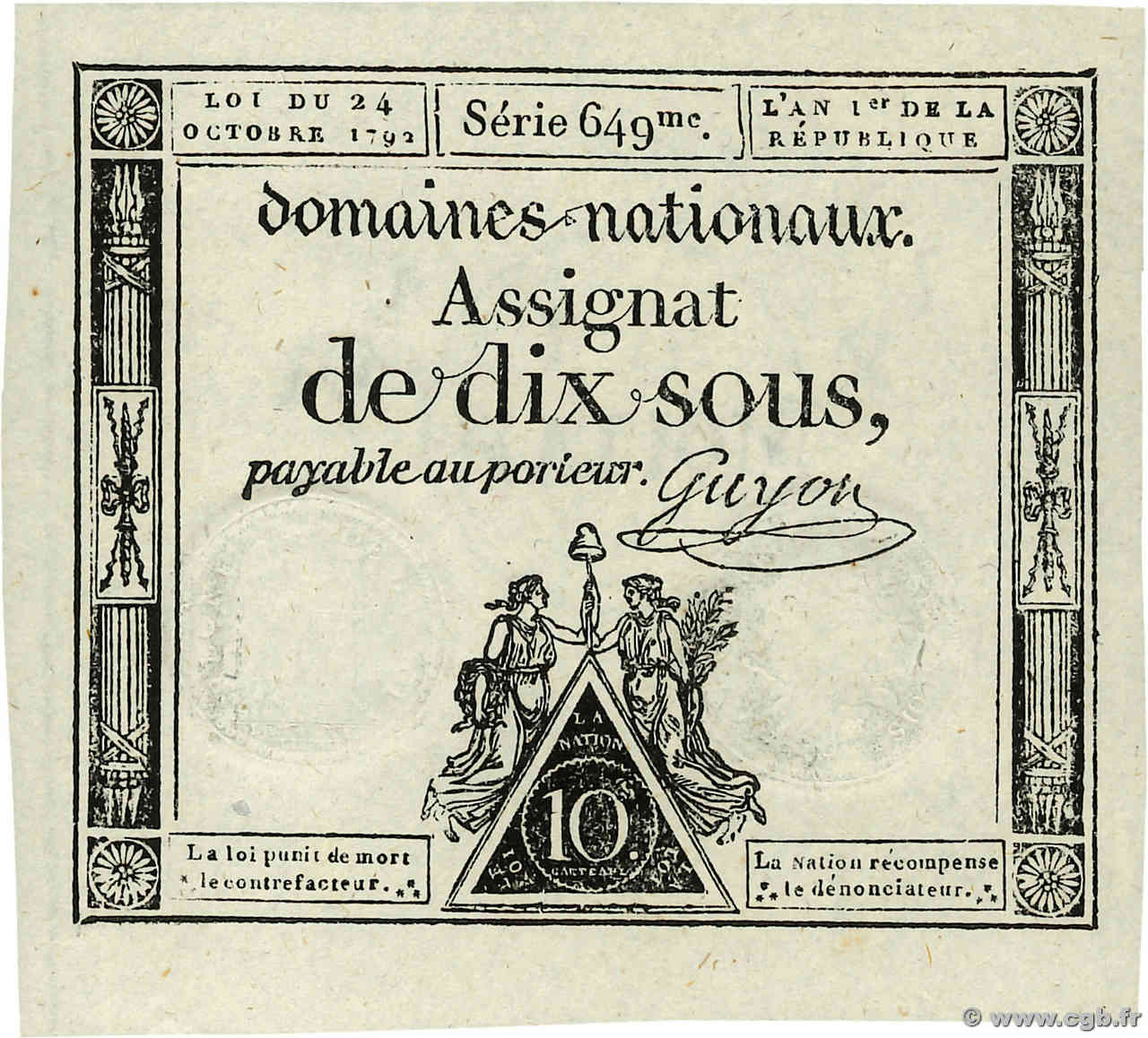 10 Sous FRANCE  1792 Ass.34a NEUF