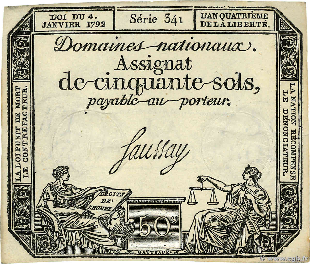 50 Sols FRANCE  1792 Ass.26a pr.NEUF