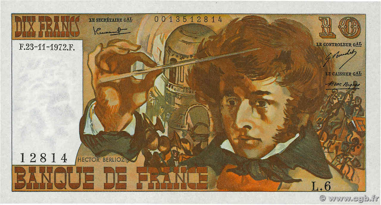 10 Francs BERLIOZ FRANCE  1972 F.63.01 pr.NEUF