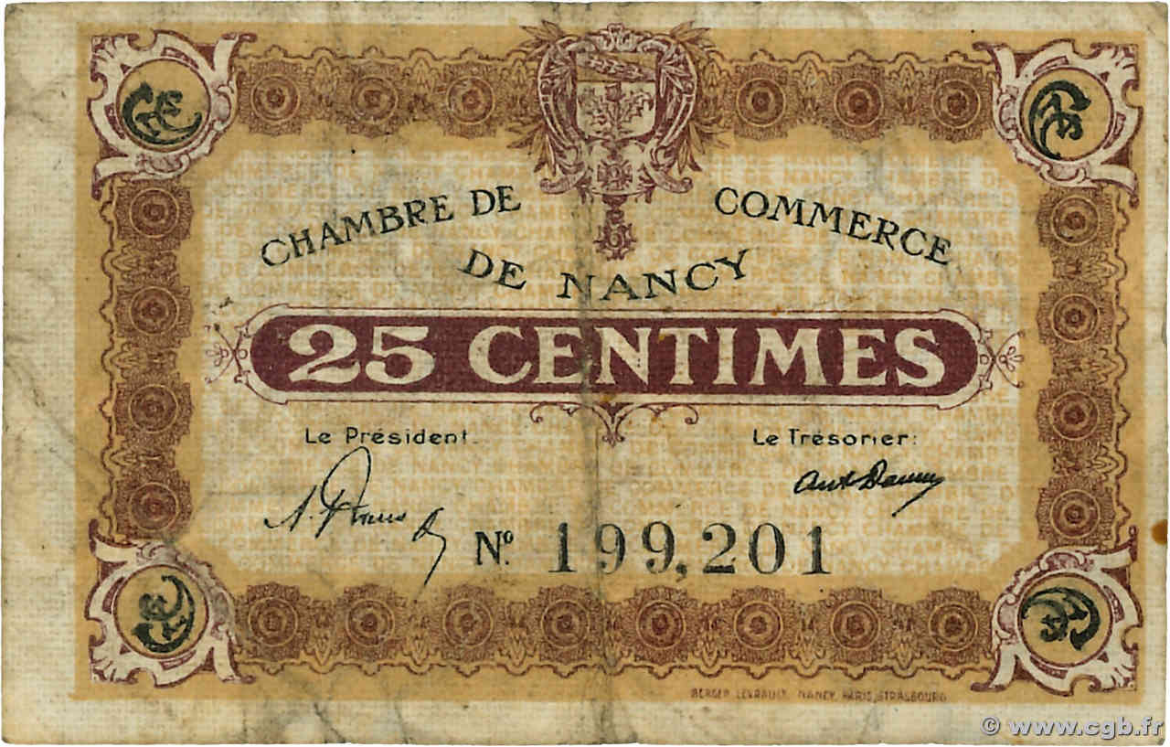 25 Centimes FRANCE régionalisme et divers Nancy 1918 JP.087.58 TB