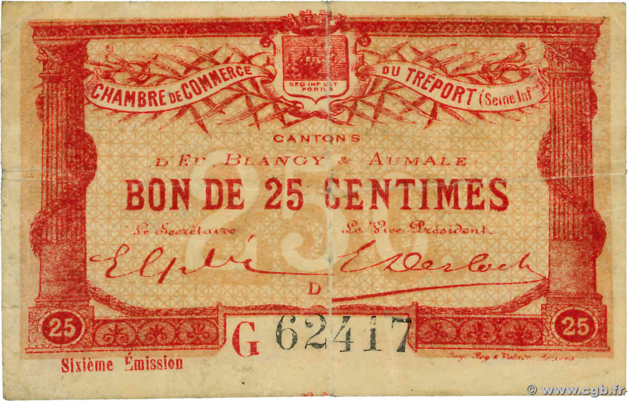 25 Centimes FRANCE régionalisme et divers Le Tréport 1916 JP.071.23 TB
