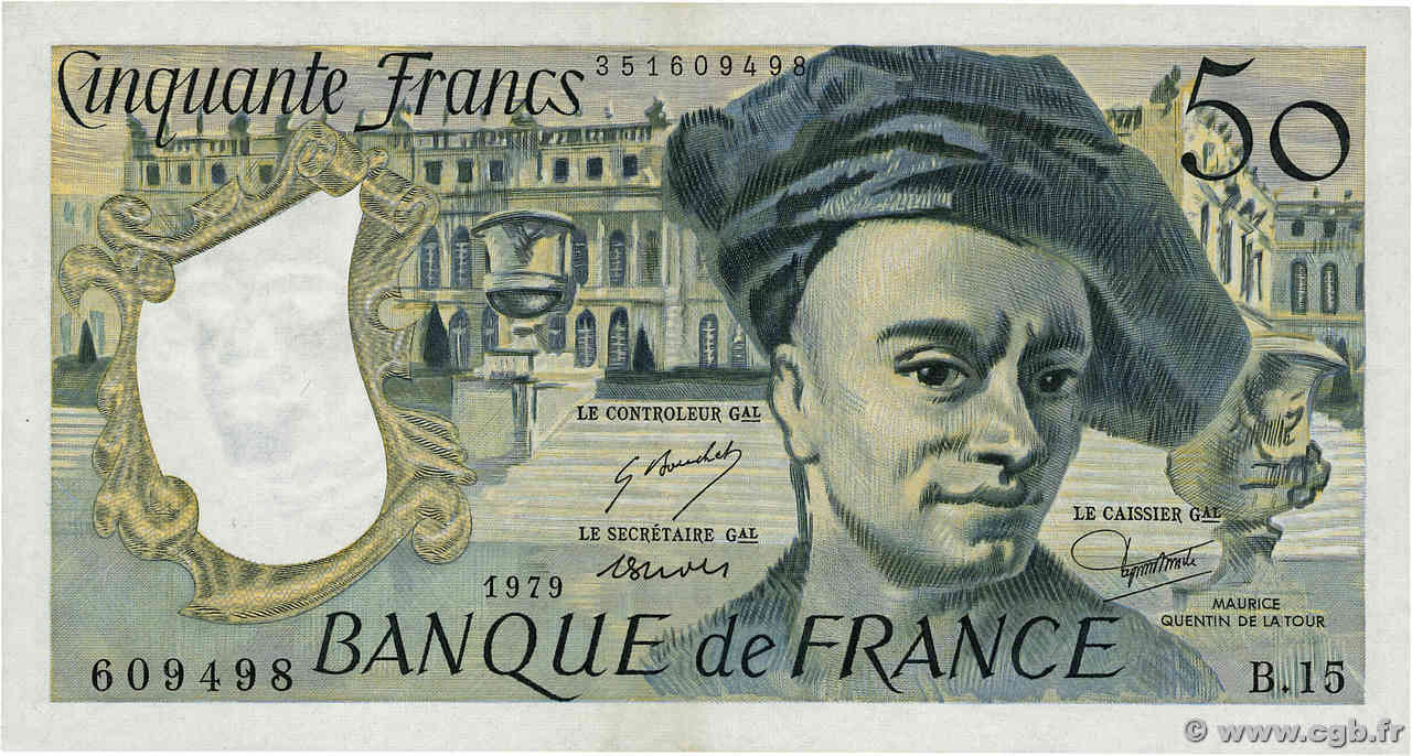 50 Francs QUENTIN DE LA TOUR FRANCE  1979 F.67.04 AU