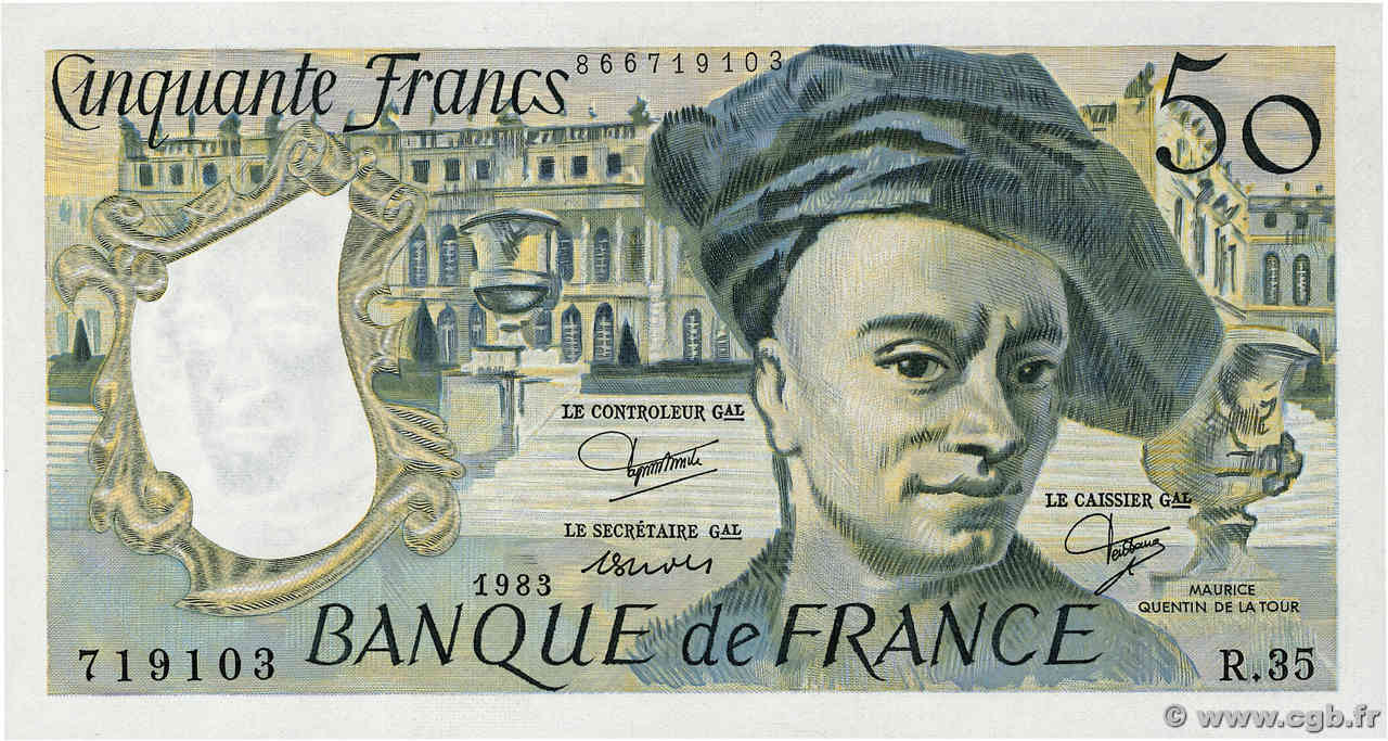 50 Francs QUENTIN DE LA TOUR FRANKREICH  1983 F.67.09 fST