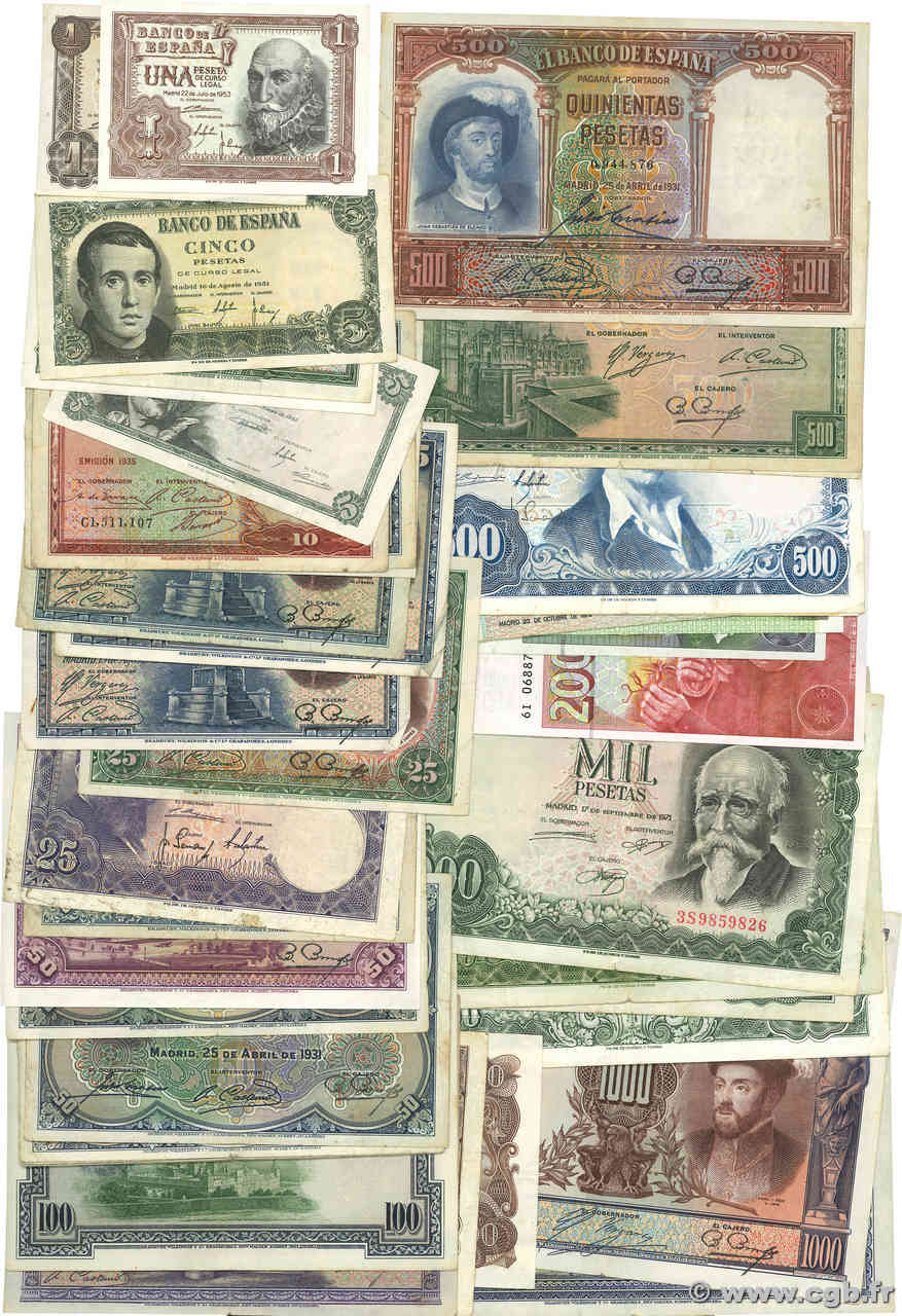 1 à 2000 Pesetas Lot SPAGNA  1926 P.LOT BB