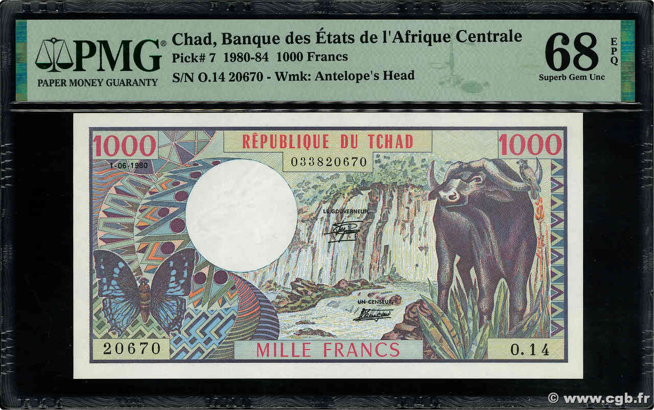 1000 Francs CHAD  1980 P.07 FDC