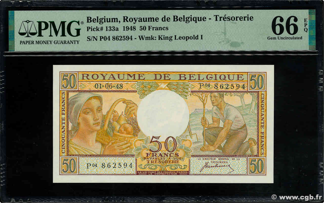 50 Francs BELGIQUE  1948 P.133a NEUF