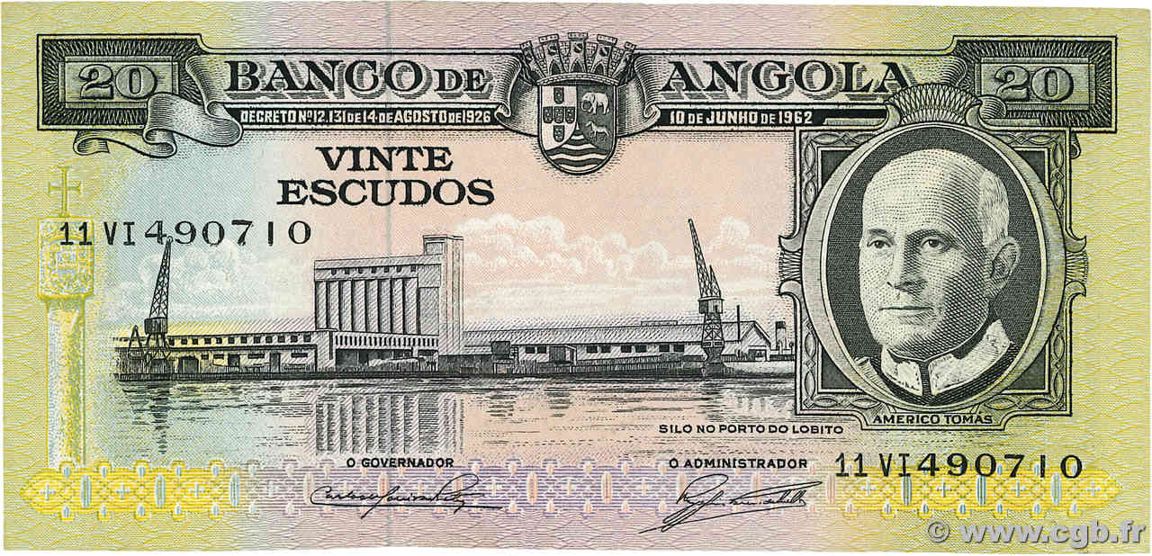 20 Escudos ANGOLA  1962 P.092 SUP