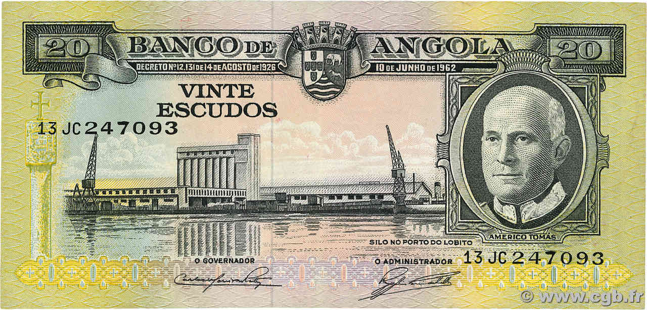 20 Escudos ANGOLA  1962 P.092 XF